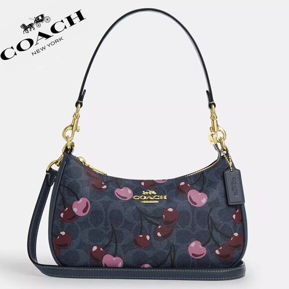 ❤️ Teri Shoulder Bag In Signature Canvas With Cherry Print - Picture 1 of 12